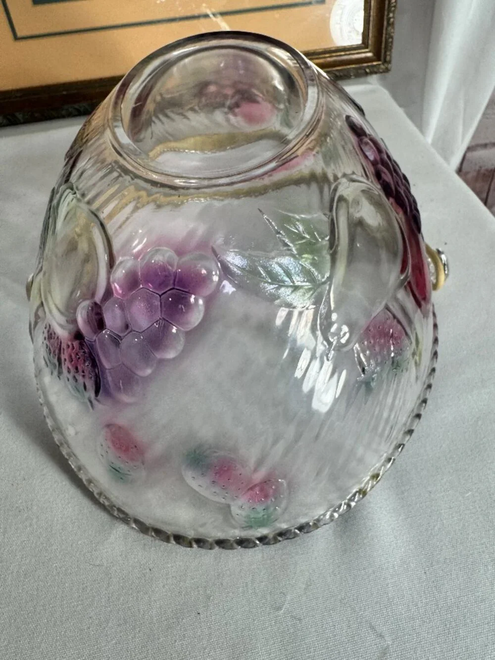 Vintage elegant stylish oval  glass fruit bowl, basket